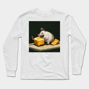 Fat Rat Eating Cheese 2, a very ugly rat, but a bit cute. Long Sleeve T-Shirt